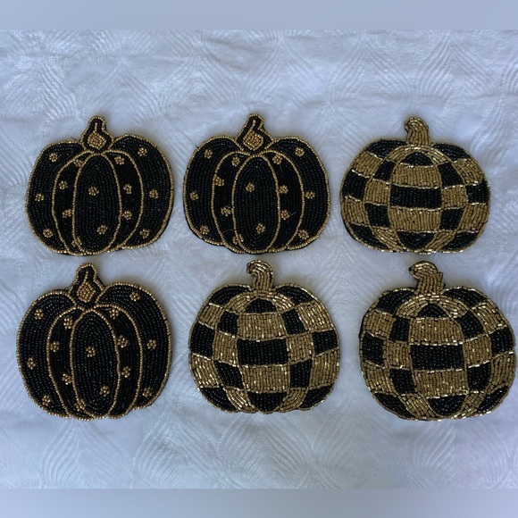 SALE - Rachel Zoe beaded pumpkin coasters - Picture 4 of 4